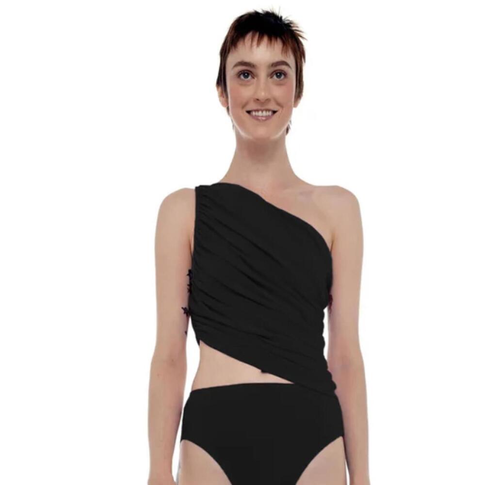 Norma Kamali One Shoulder Black Top